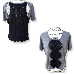 ❗️CLOSING SALE NWT Gypsy 05 Grey & Black Knitted Front Cut Out Back Top S